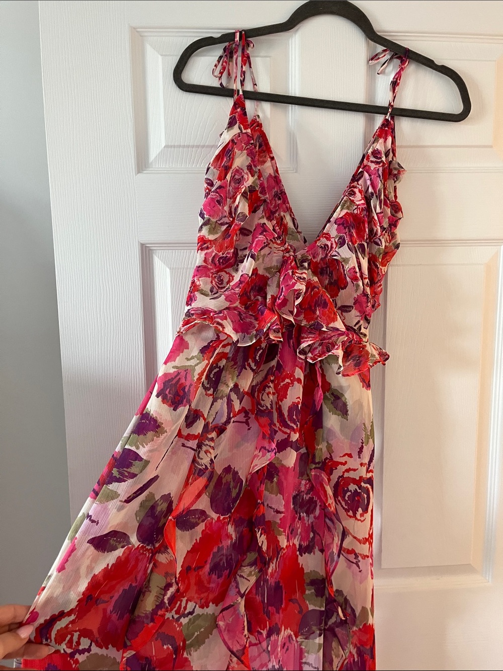 Misa Los Angeles Pink & Red Floral Tie-Shoulder Maxi Dress - Picture 6 of 8